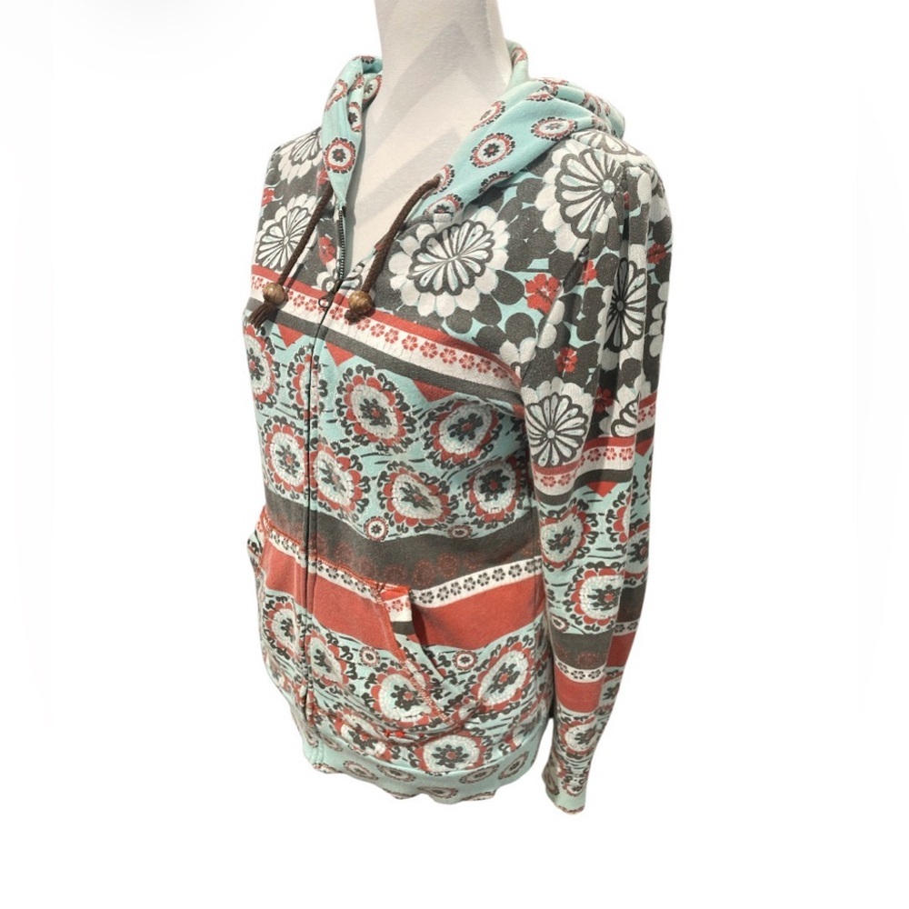 O’Neill Vintage 90’s Floral Patterned Zip-Up Hoodie Medium - Picture 2 of 4